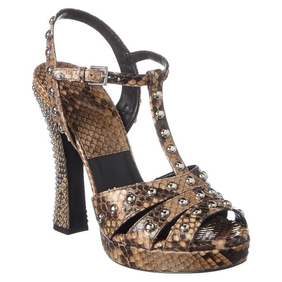 Michael Kors Rosanna Sandals Genuine Python Studded Size 37.5 - Picture 4 of 12
